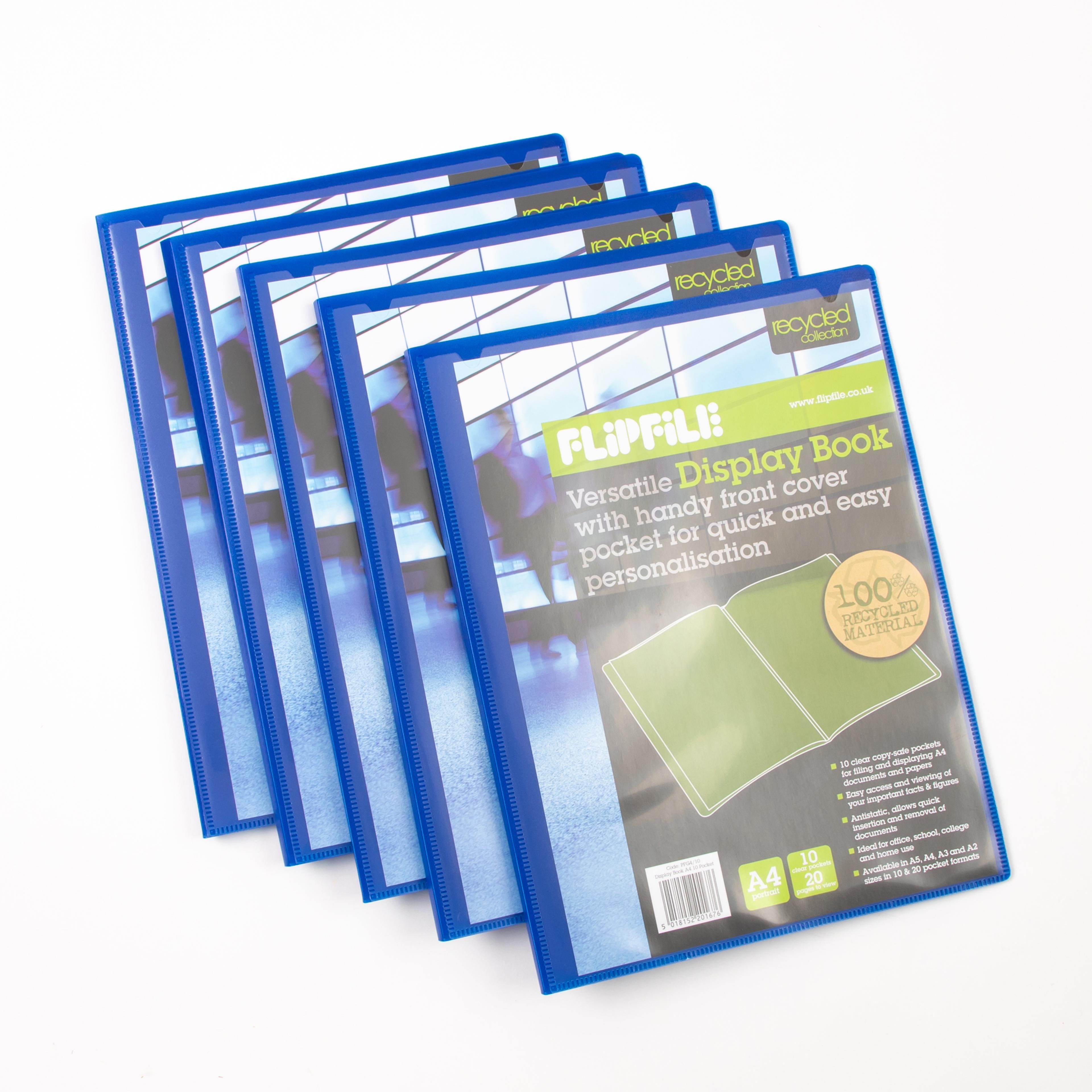 FlipFile Display Book - A4 - 10 Pockets -Blue - Pack of 10
