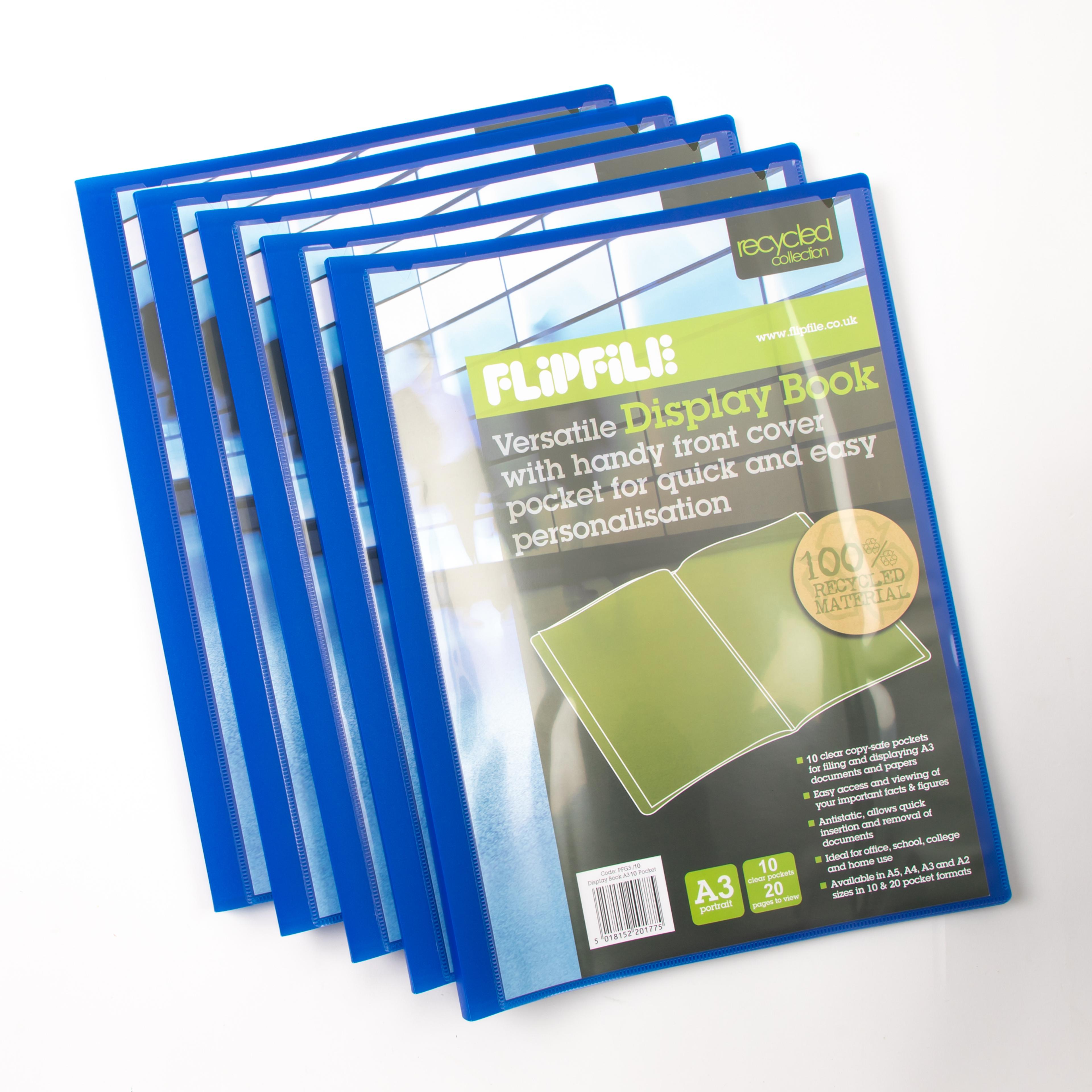FlipFile Display Book - A3 - 10 Pockets -Blue - Pack of 10