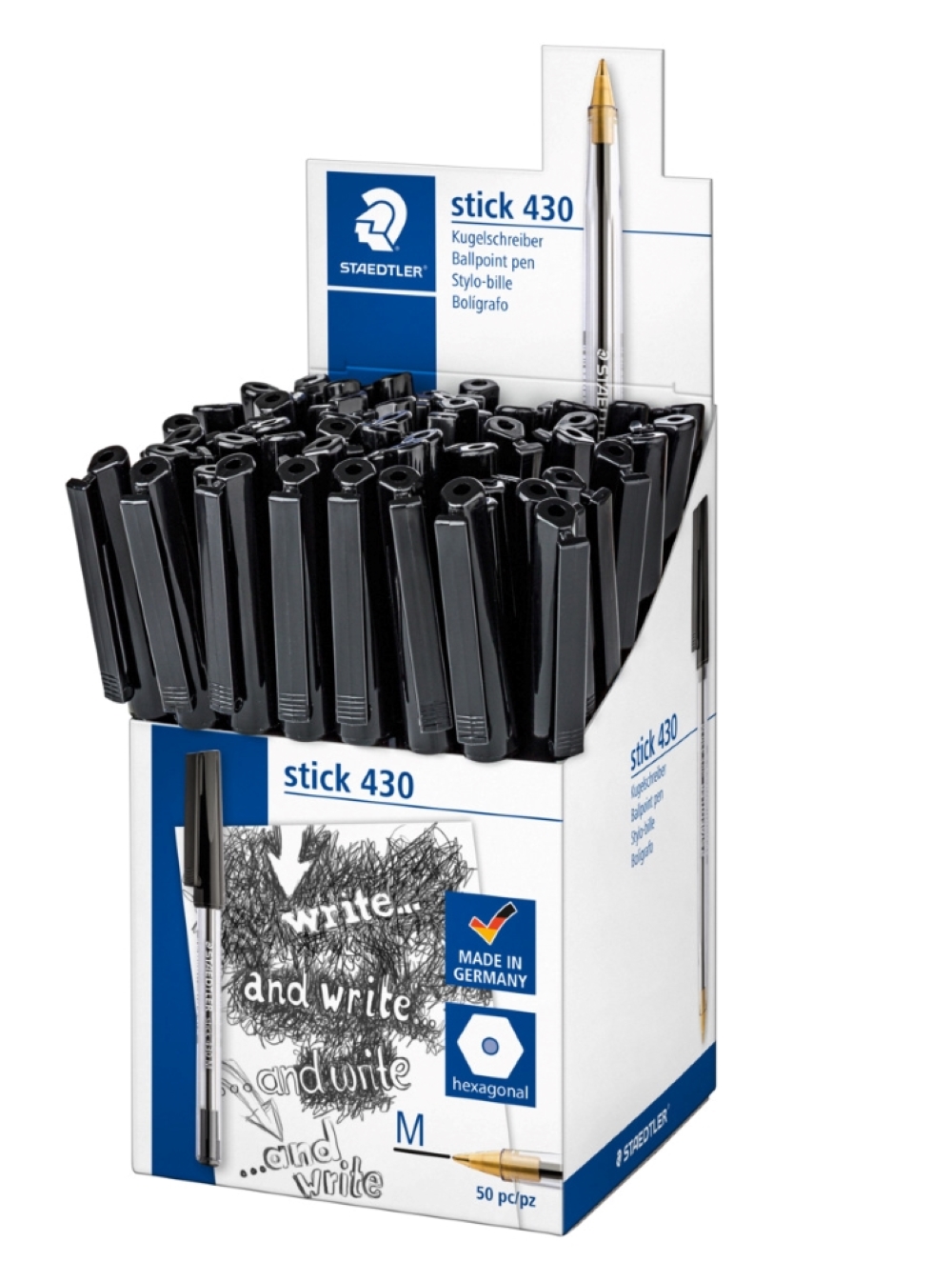 STAEDTLER Stick 430 M-9 Ballpoint Pen Medium - Black (Box of 10)