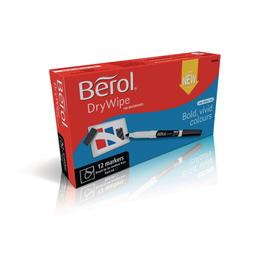 Berol Whiteboard Marker Pens - Black - Broad Tip - Pack of 12