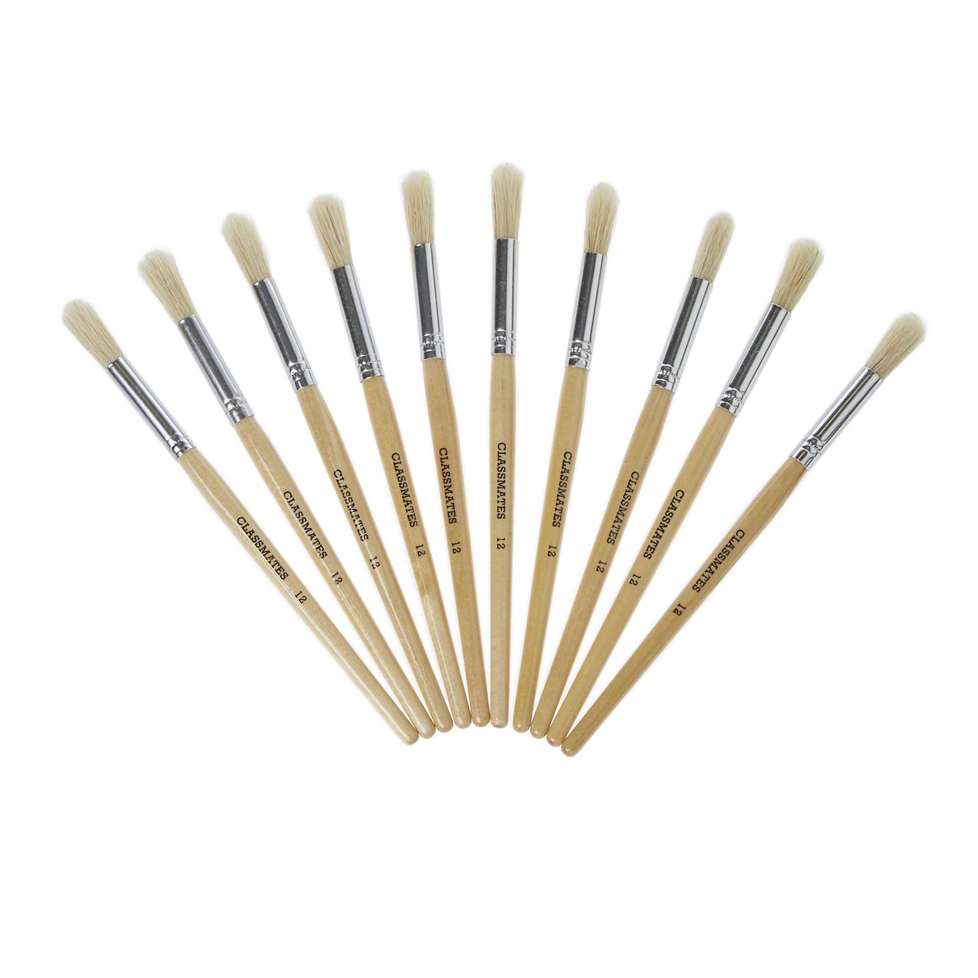 Pack 6 Hog Bristle Long Handle Flat Tip Paint Brushes 1 x Sizes 4,6,8,10,14,18 