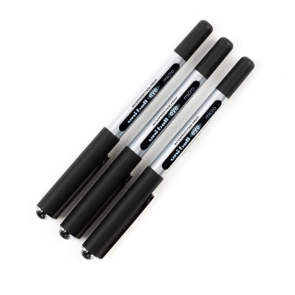 G321327 - uni-ball Eye Micro UB-150 Rollerball Pen - Black - Pack of 3