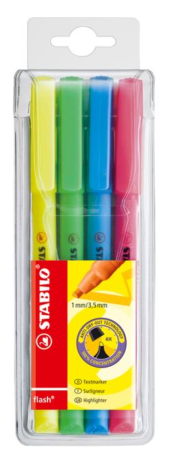 STABILO Flash Highlighter - Assorted - Pack of 4
