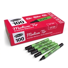 Show-me Drywipe Pen - Medium Tip Black - Pack of 100