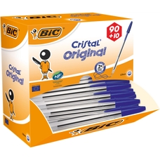 Bic Cristal Ballpoint Pen Blue - Pack of 90 + 10 Free
