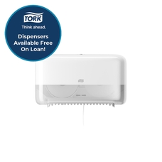 TORK Twin Coreless Mid Size Toilet Roll Dispenser - White