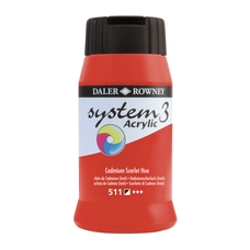 Daler Rowney System3 Acrylic Paint - 500ml - Cadmium Scarlet