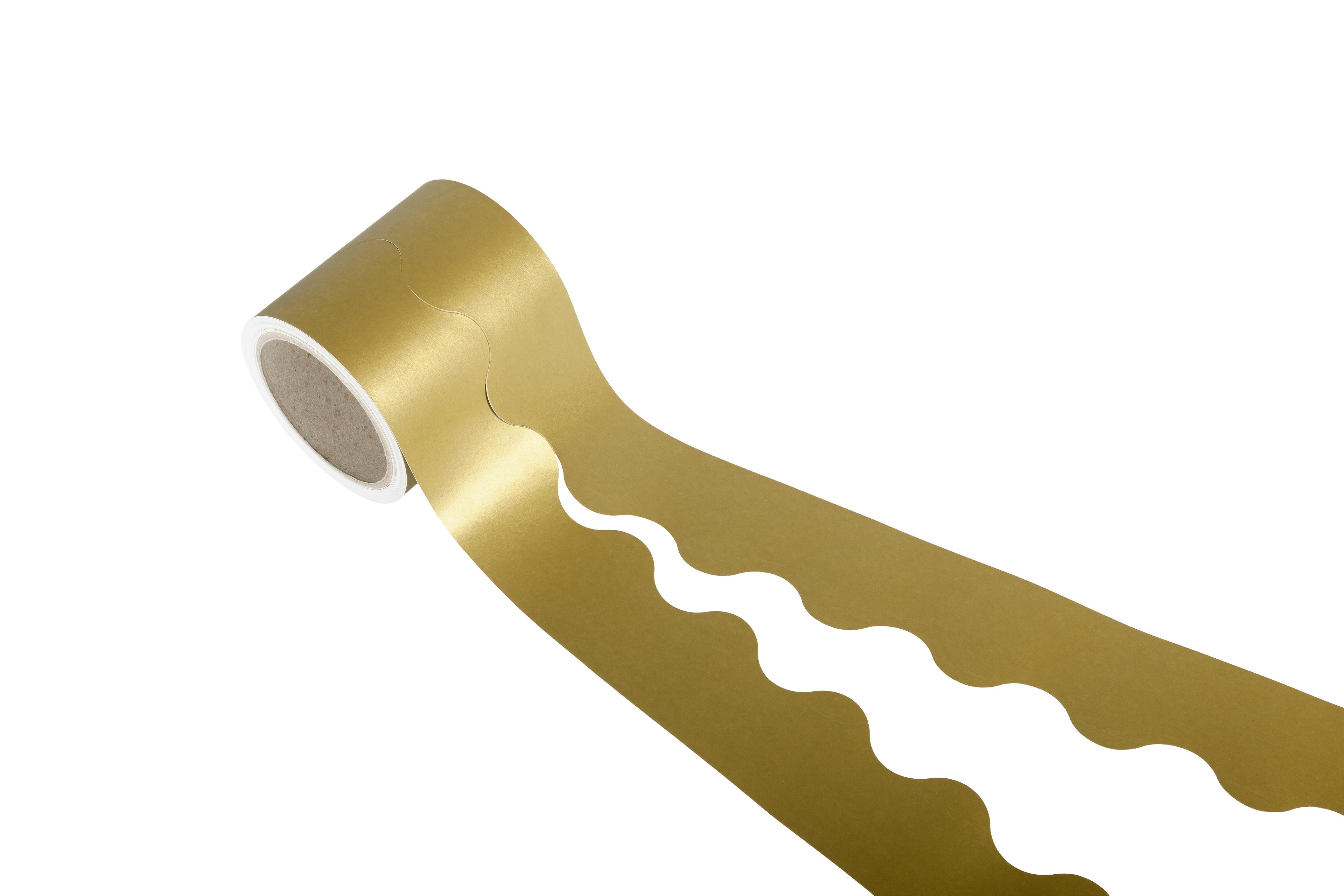 EduCraft Scalloped Card Border Rolls - Gold - 57mm x 15m