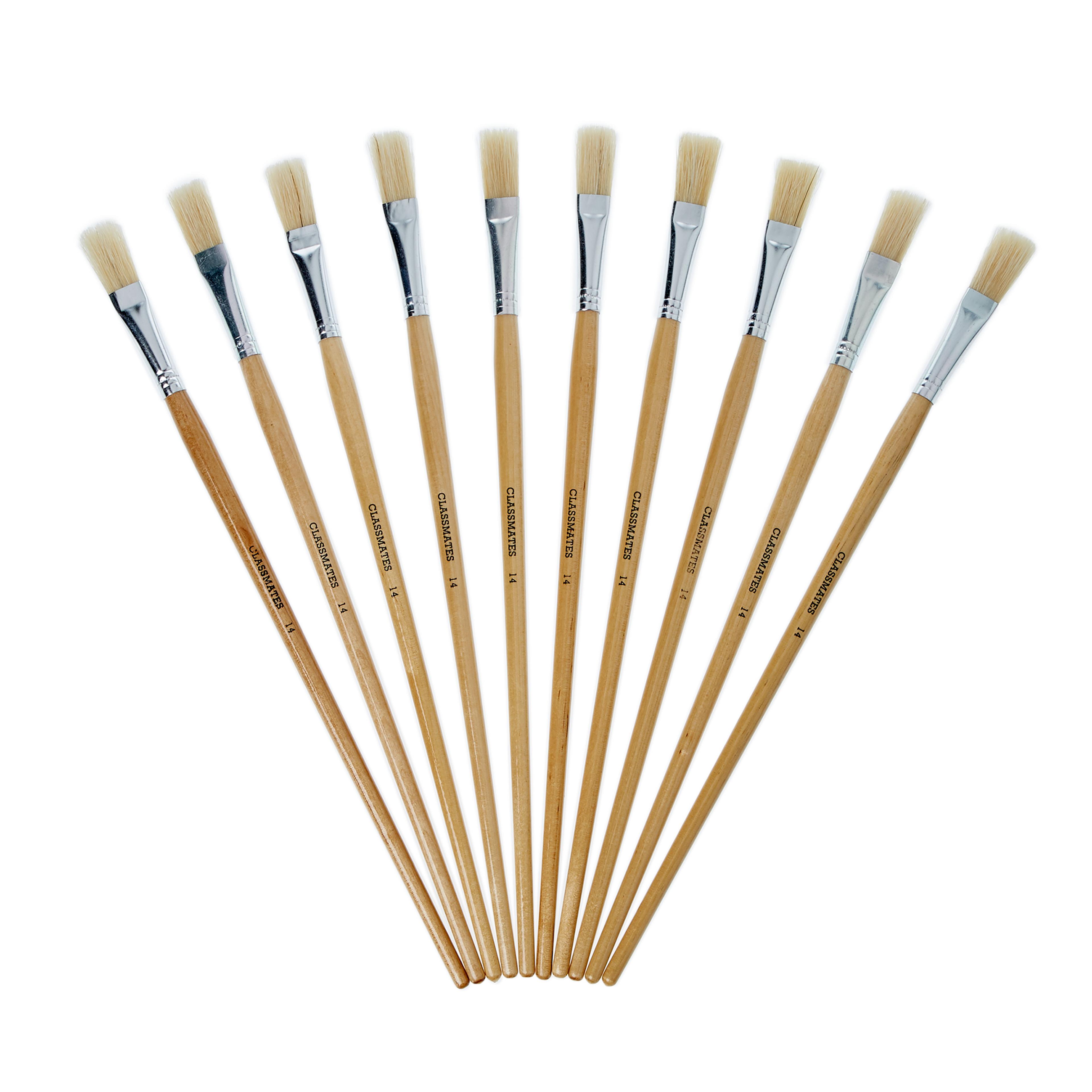 Classmates Long Flat Paint Brushes - Size 14 - Pack of 10