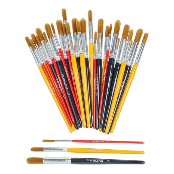 Chubby Non-Roll Paint Brushes (Pack of 12) Craft Supplies