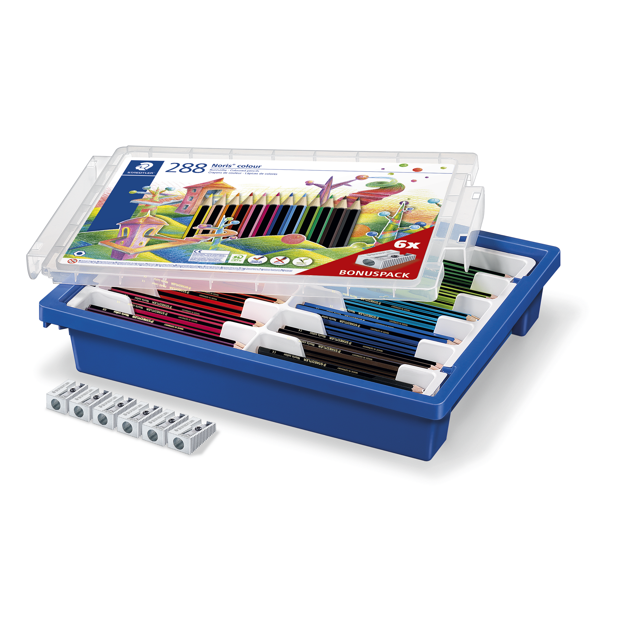 Staedtler Noris Club Pencil Classpack of 288 in Gratnells tray with 6 FREE sharpeners