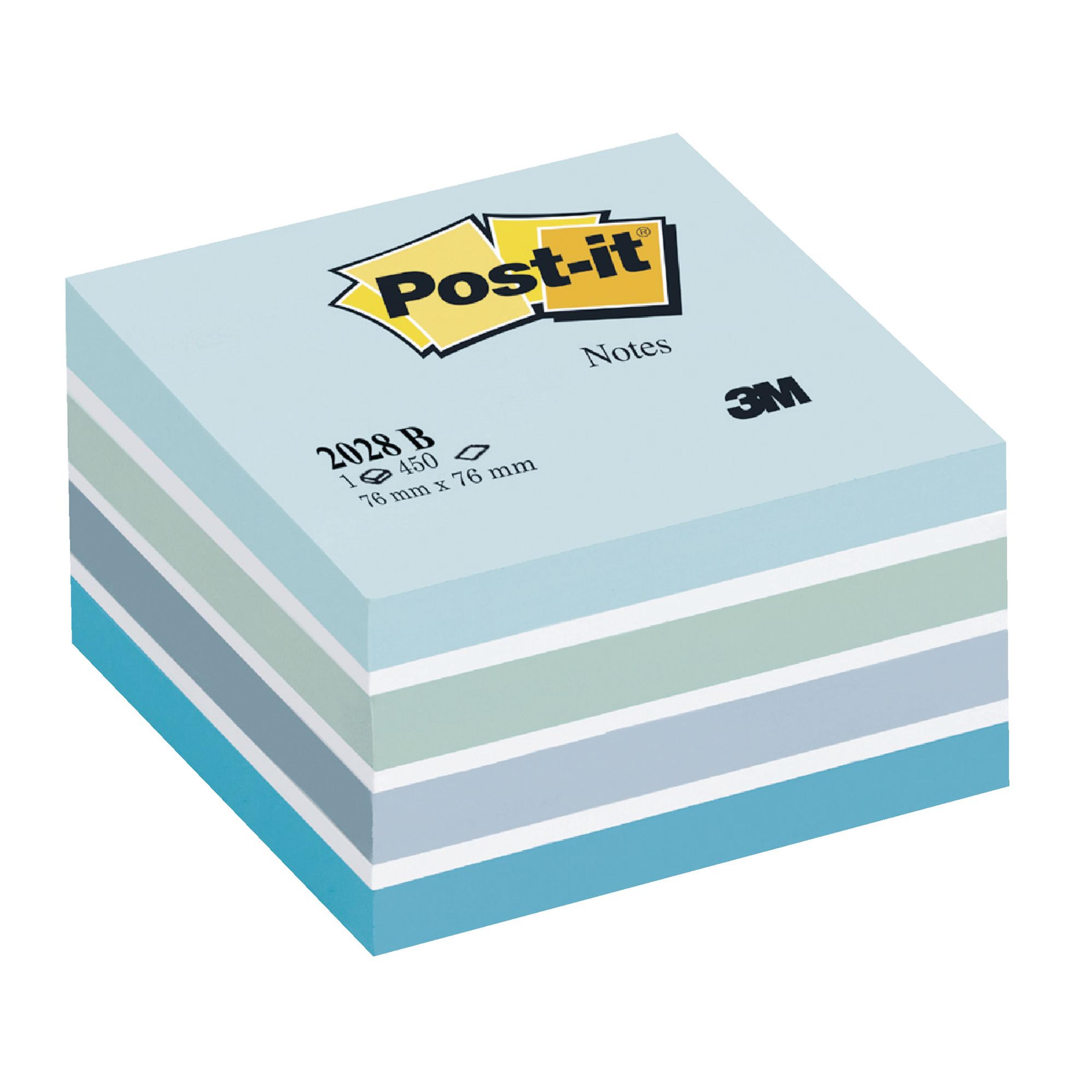 Post-it Notes Cube - Assorted Blue - 450 Sheets - 76 x 76mm