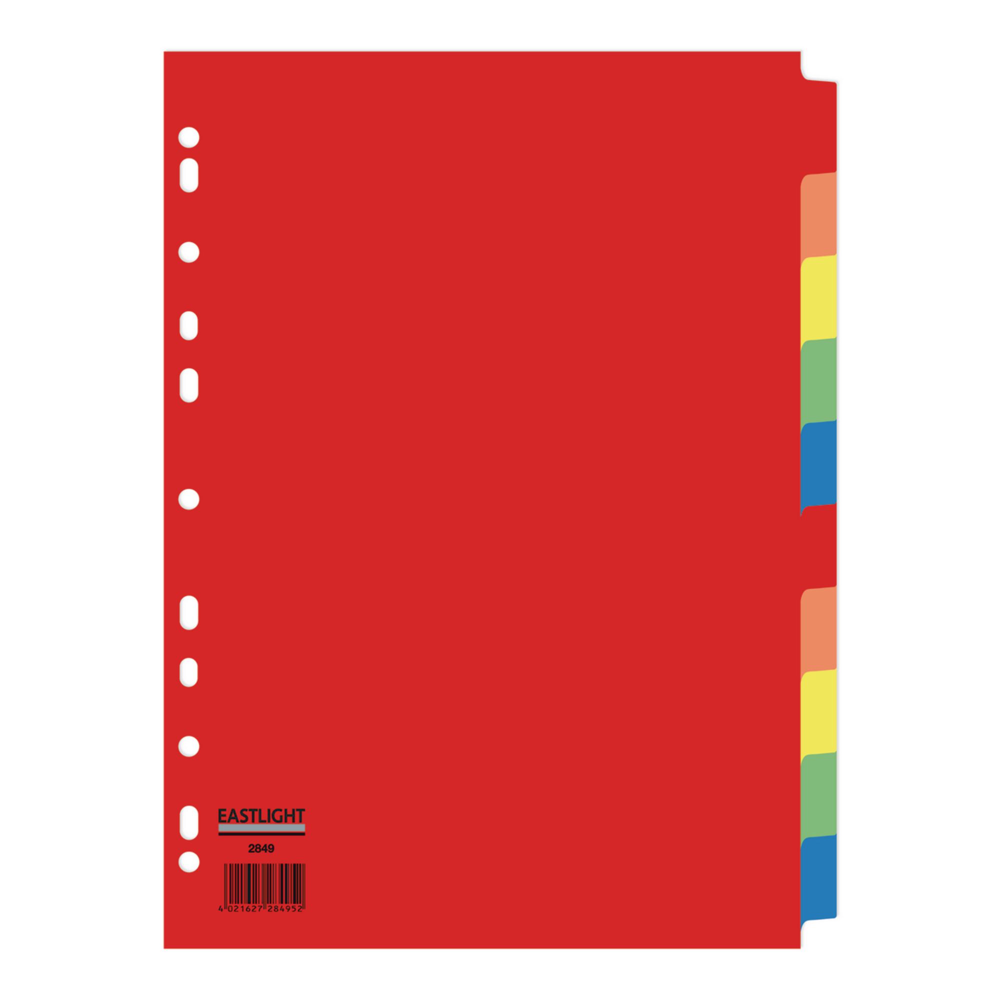 EASTLIGHT 10 Part Europunched Subject Dividers - A4 - Pack of 1
