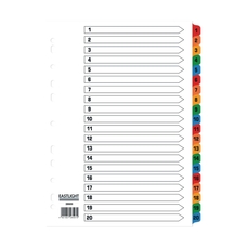 EASTLIGHT 1-20 Part Europunched Mylar Dividers - A4 - Pack of 1
