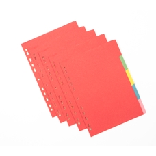 Classmates 5 Part Multi-Hole Punched Index Dividers - A4 - Pack of 50