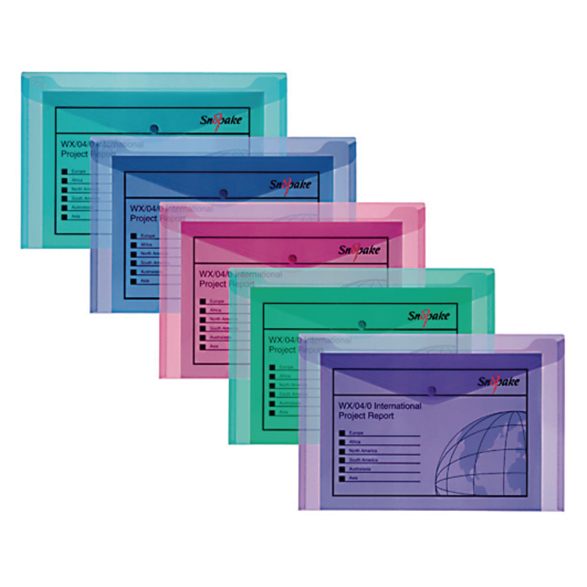 6PACK A4 Plastic Wallets Folder Foolscap Document Office School Files Envelope Folders Pockets 6 Colors 