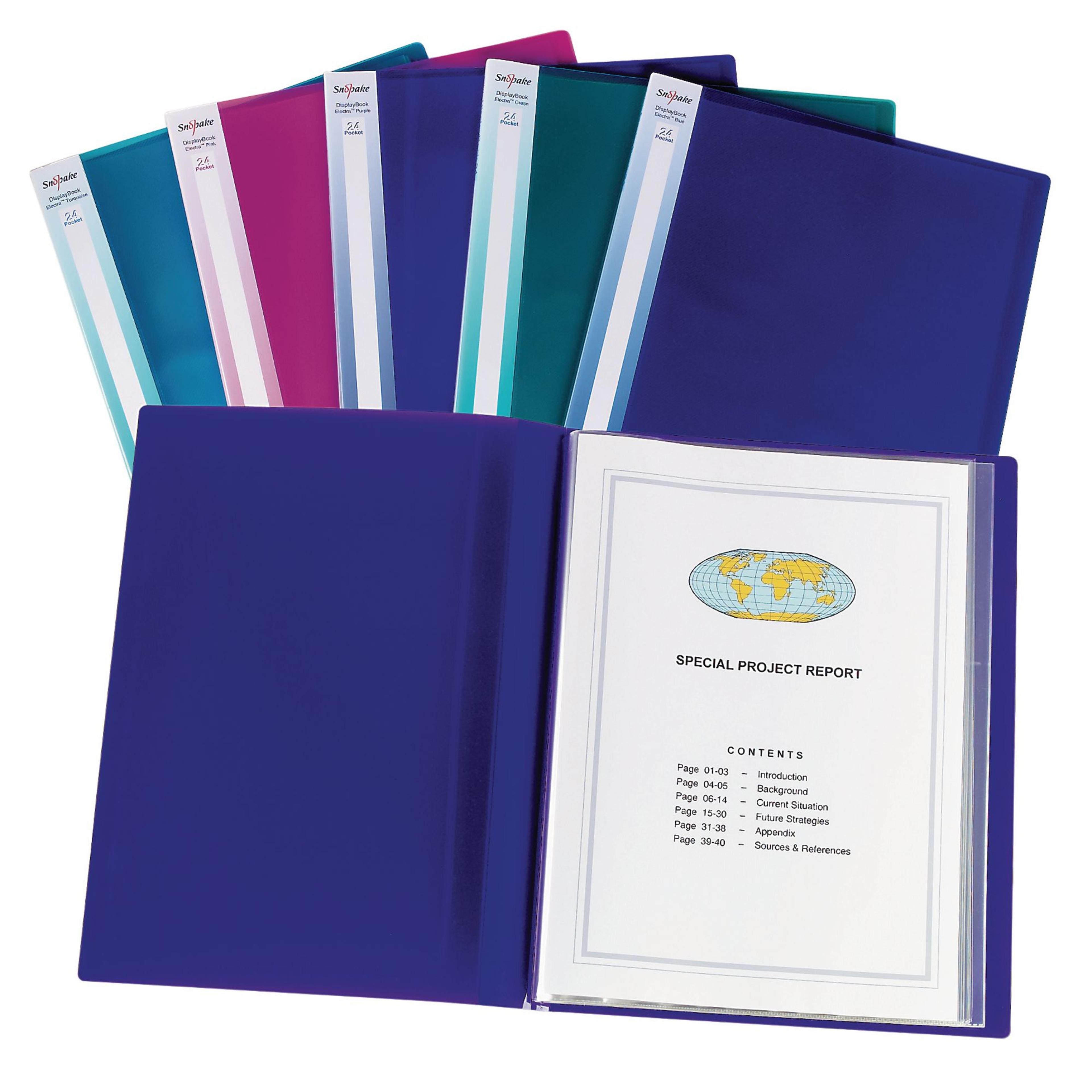 Snopake Electra Display Book - A3 - Assorted - 24 Pockets - Pack of 5