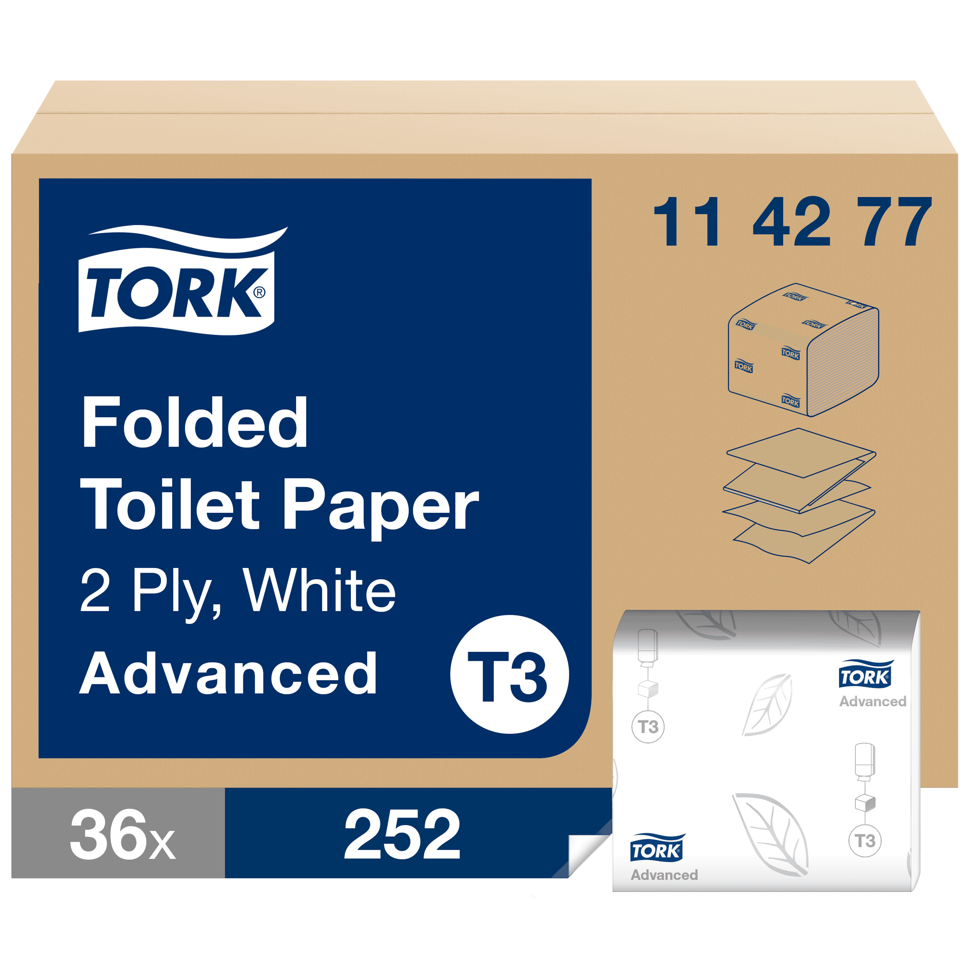 TORK Bulk Pack Folded Toilet Tissues - 2 Ply - Pack of 36