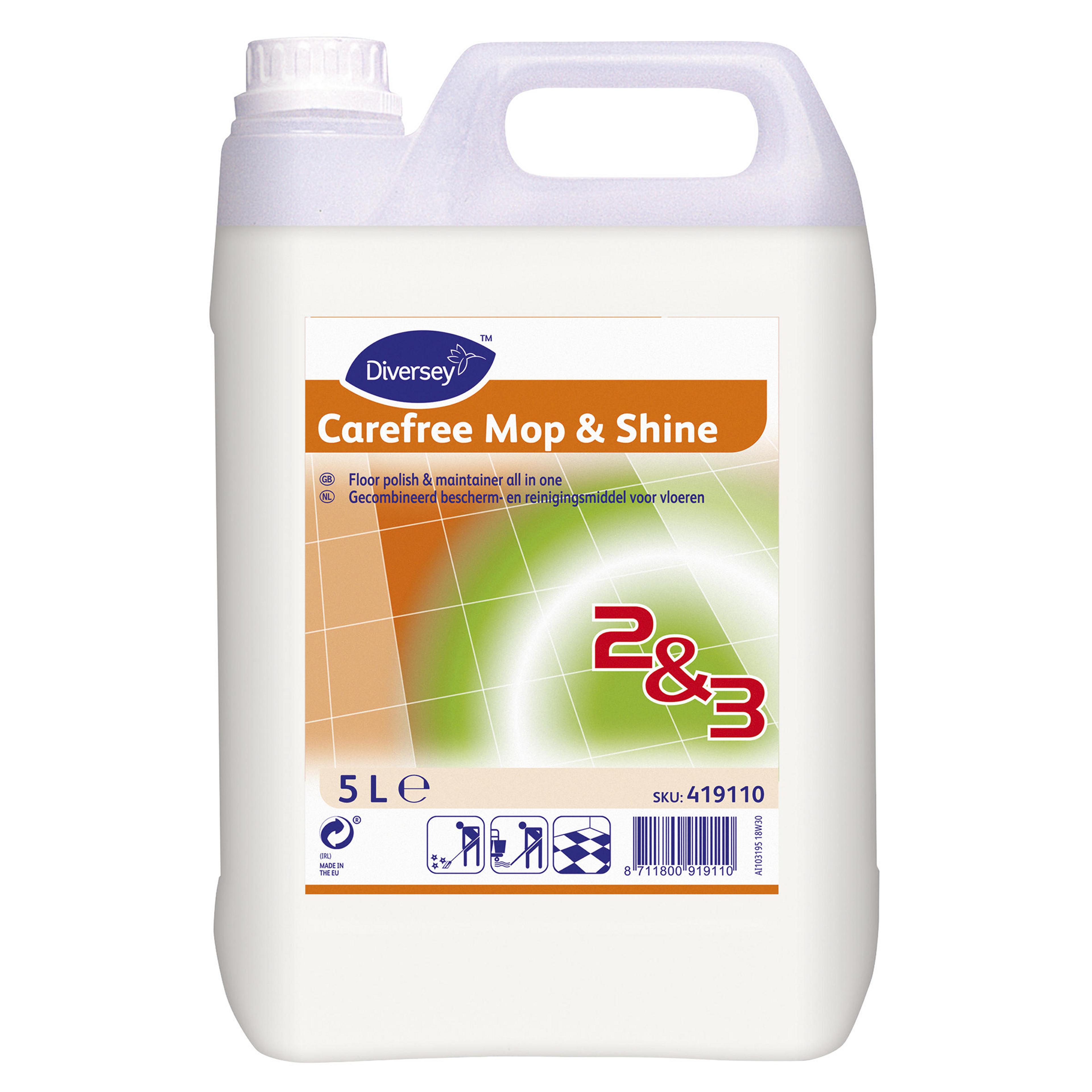 Carefree Mop and Shine Floor Polish and Maintainer - Clear - 5 Litre - Pack of 2