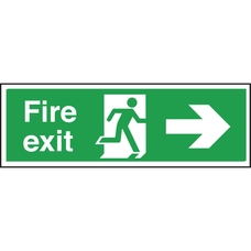 Safety Signs - Fire Exit Right Arrow - 150 x 450mm PVC