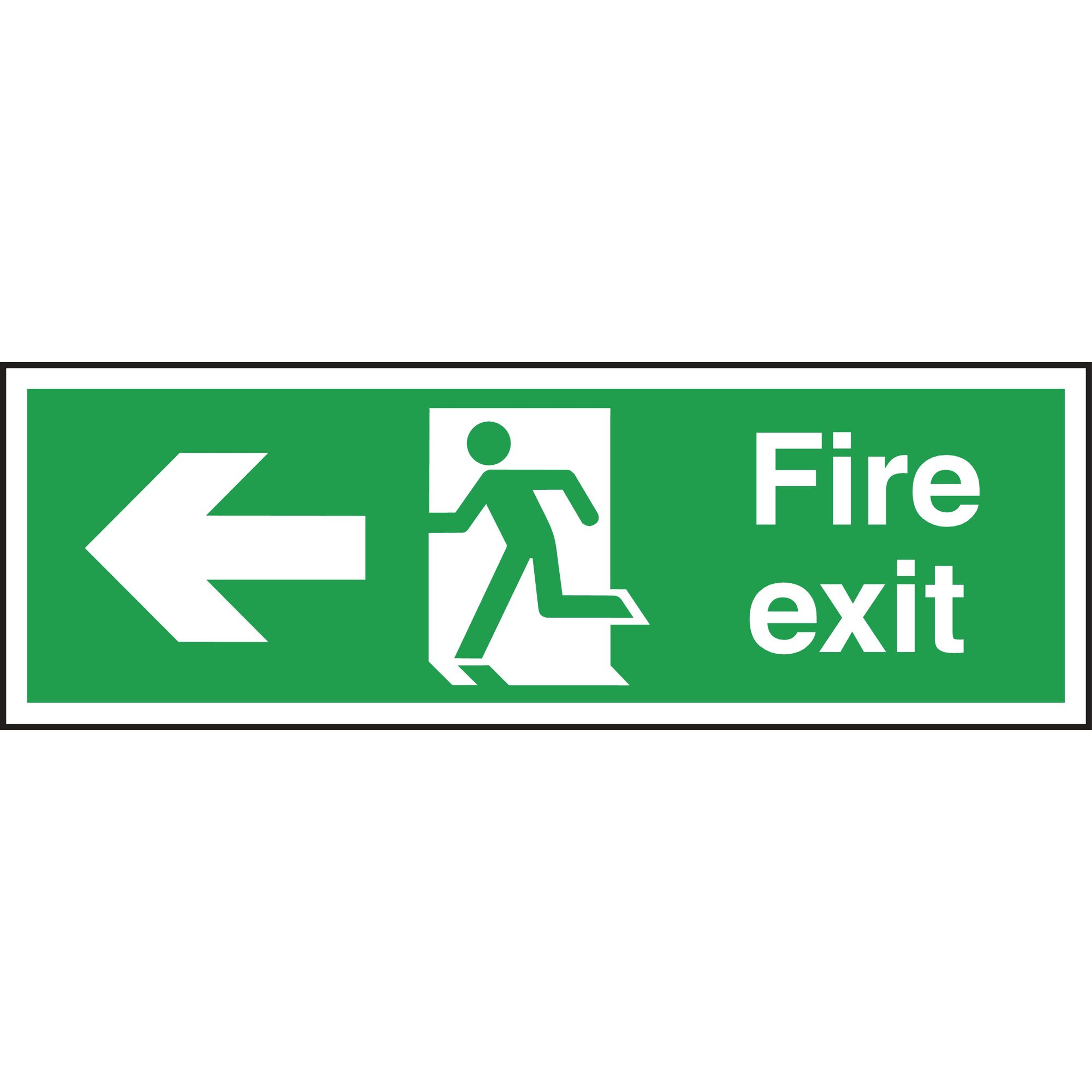 Safety Signs - Fire Exit Left Arrow - 150 x 450mm PVC
