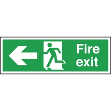 Safety Signs - Fire Exit Left Arrow - 150 x 450mm PVC