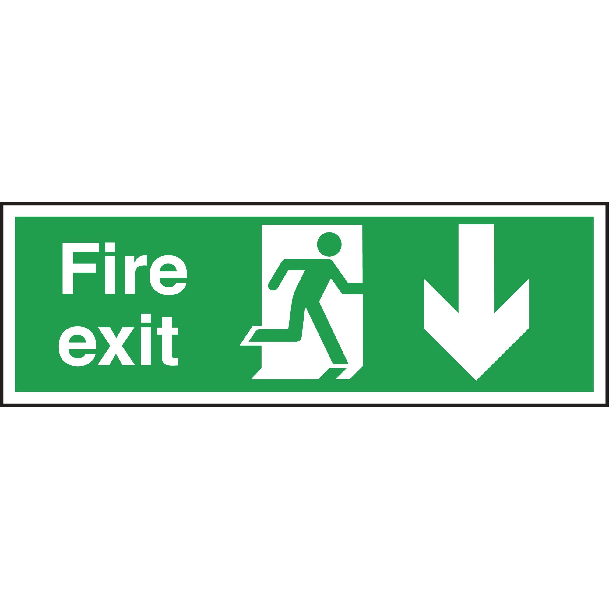 Sign Fire Exit Down Arrow Rigid PVC