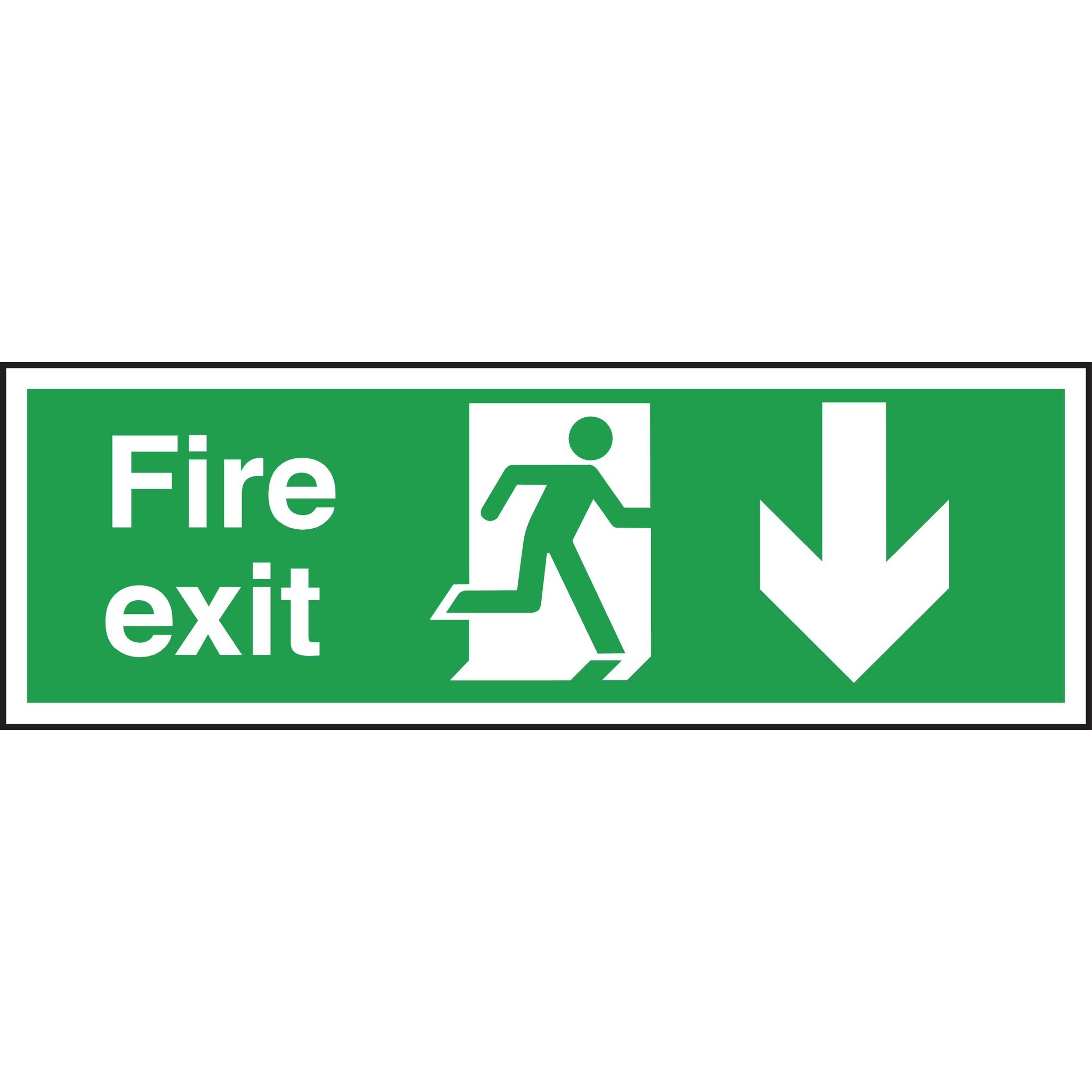 Safety Signs - Fire Exit Ahead Arrow - 150 x 450mm PVC