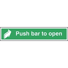 Safety Signs - Push Bar to Open - 75 x 600mm S/A