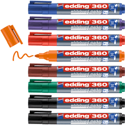 edding 360 Whiteboard Marker - Assorted - Bullet Tip - Pack of 8
