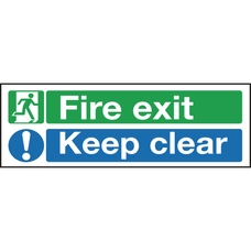 Safety Signs - Fire Exit Keep Clear - 150 x 450mm PVC