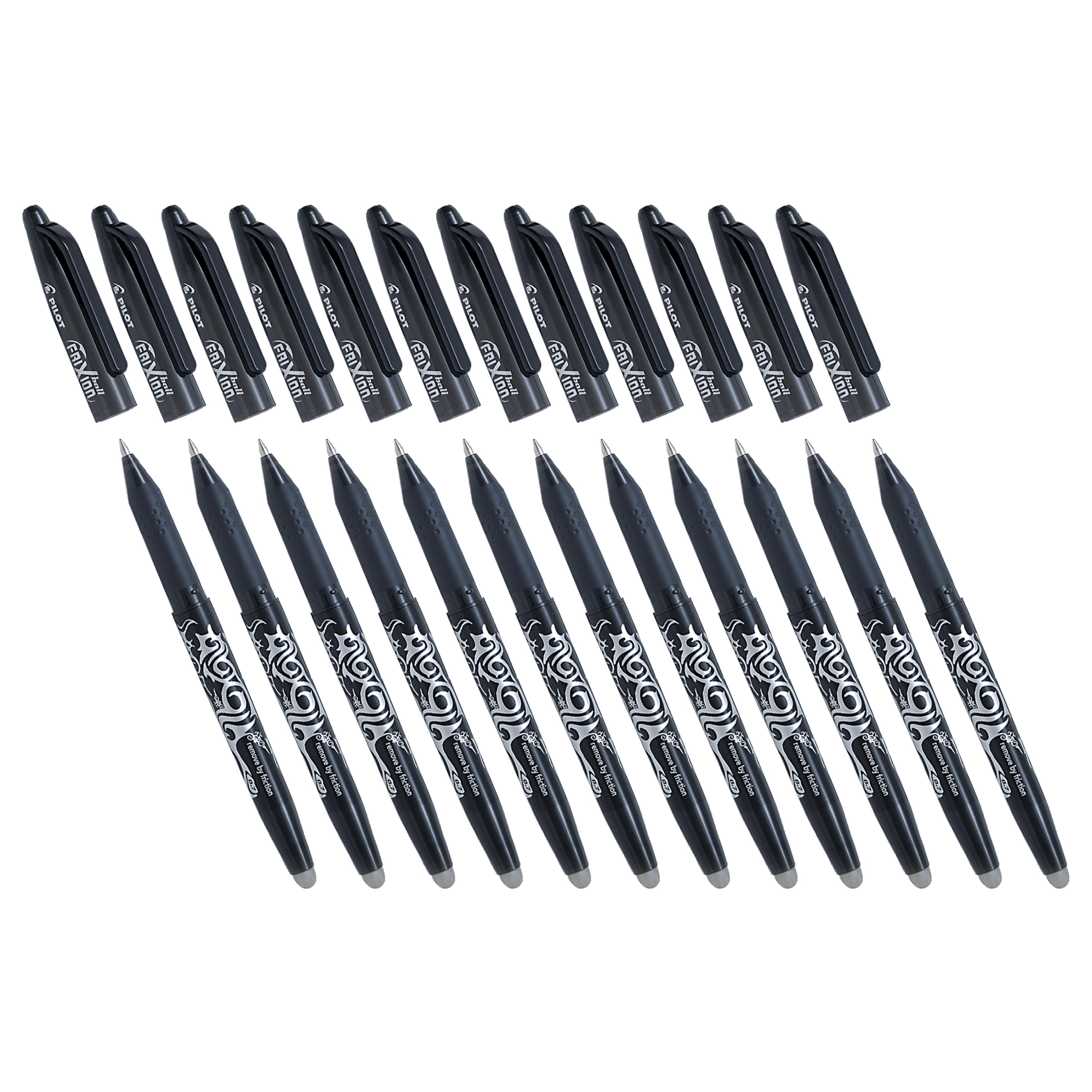 PILOT FriXion Erasable Rollerball Pens - Black - Pack of 12