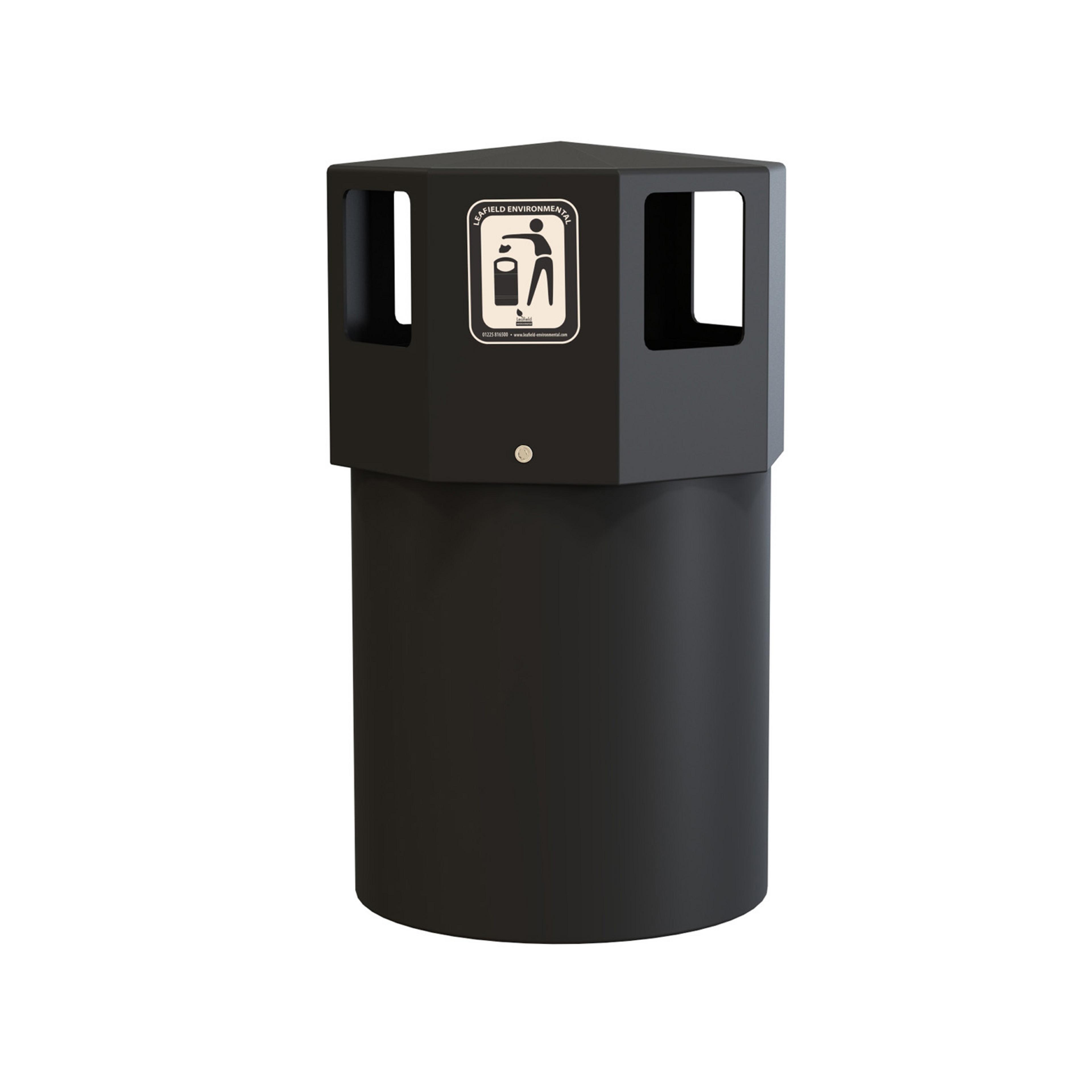 130L Octaplus Maxi Litter Bin Black