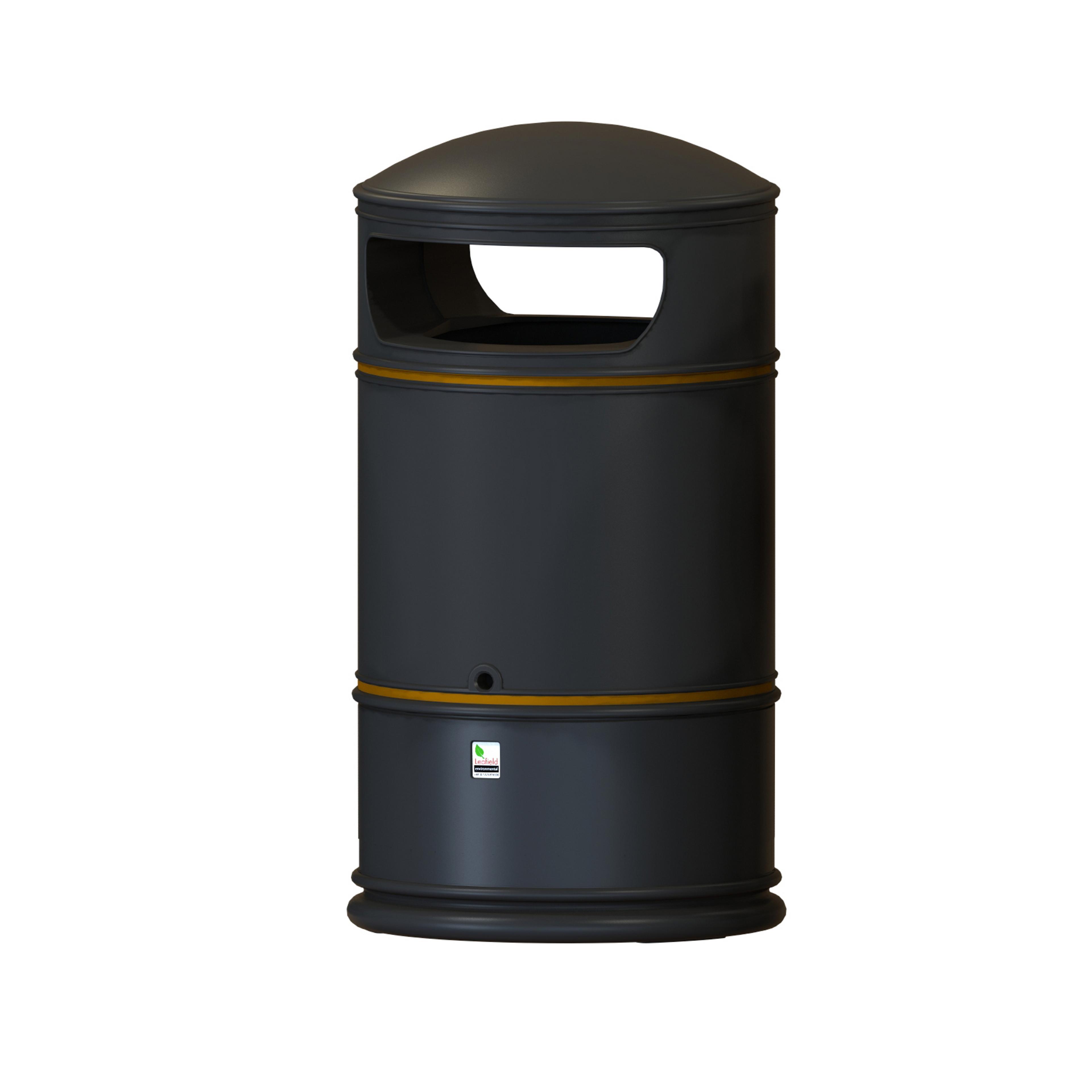 100L Heritage Lite Hooded Litter Bin - Black