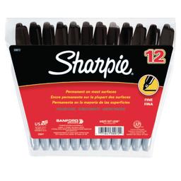 Sharpie Permanent Markers - Fine Tip - Black - Pack of 12