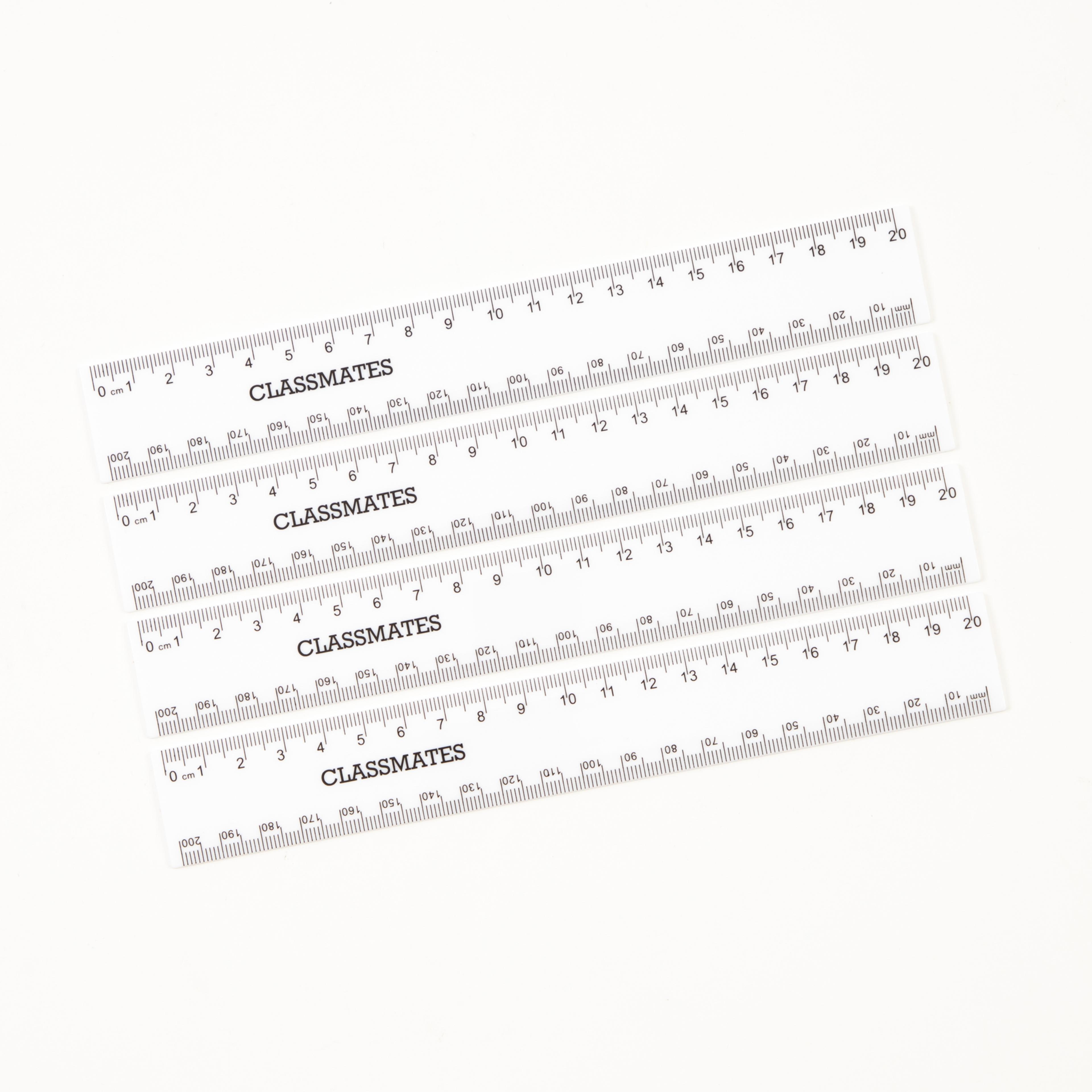 Classmates Shatter Resistant Ruler - White - 200mm/20cm - Pack of 10