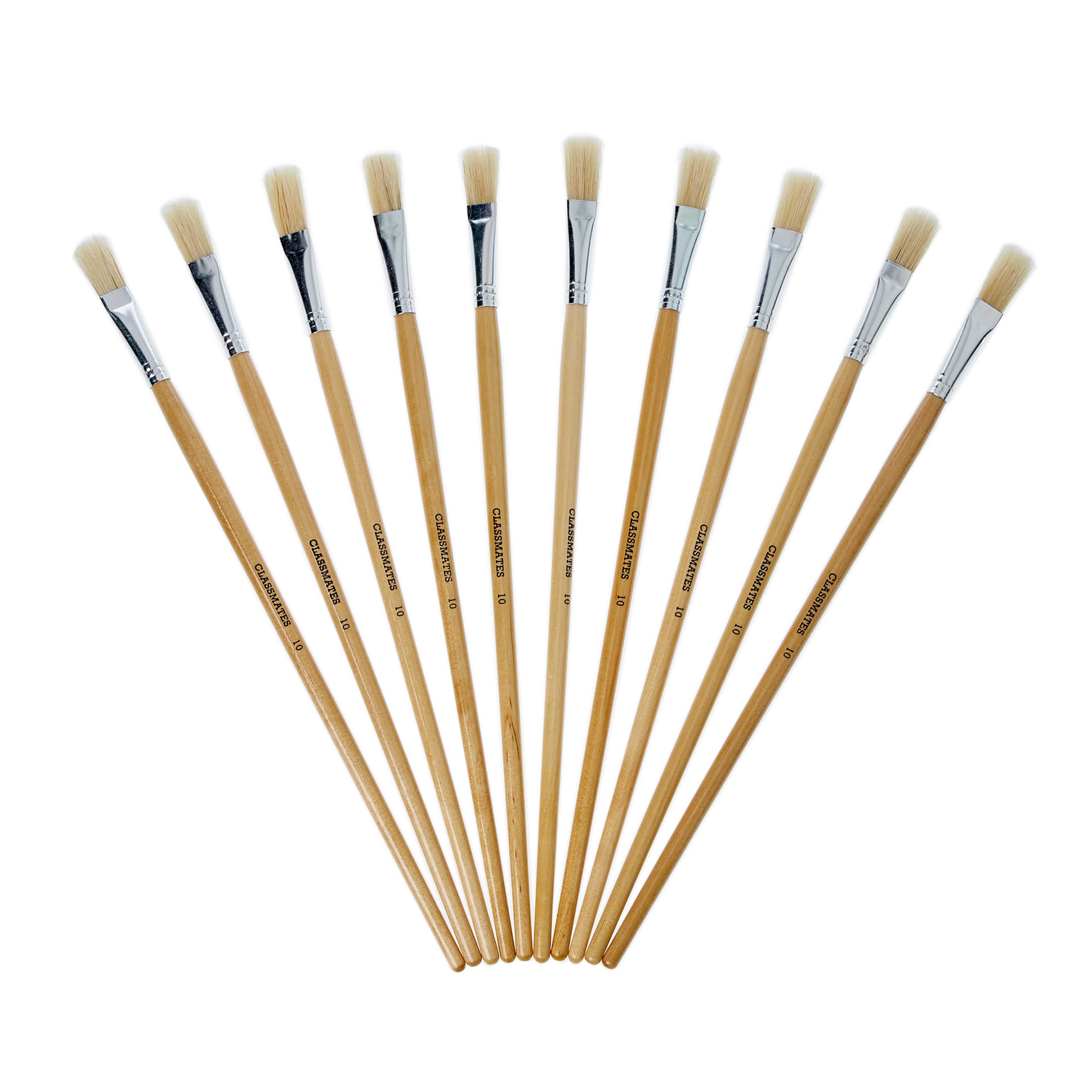Classmates Long Flat Paint Brushes - Size 10 - Pack of 10