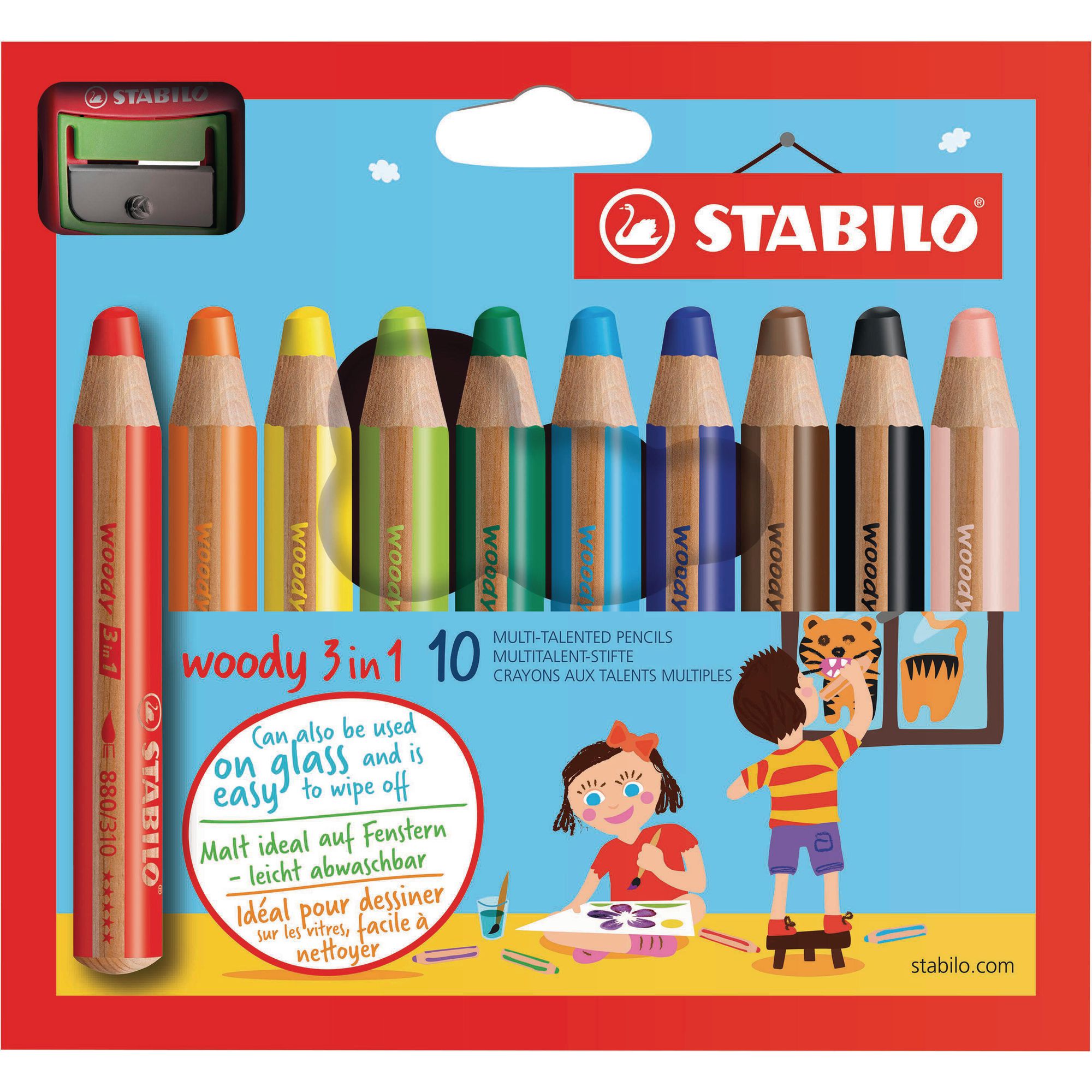 Stabilo Woody 3 in 1 Multi-Talented Jumbo Pencils 18 Colours Available 