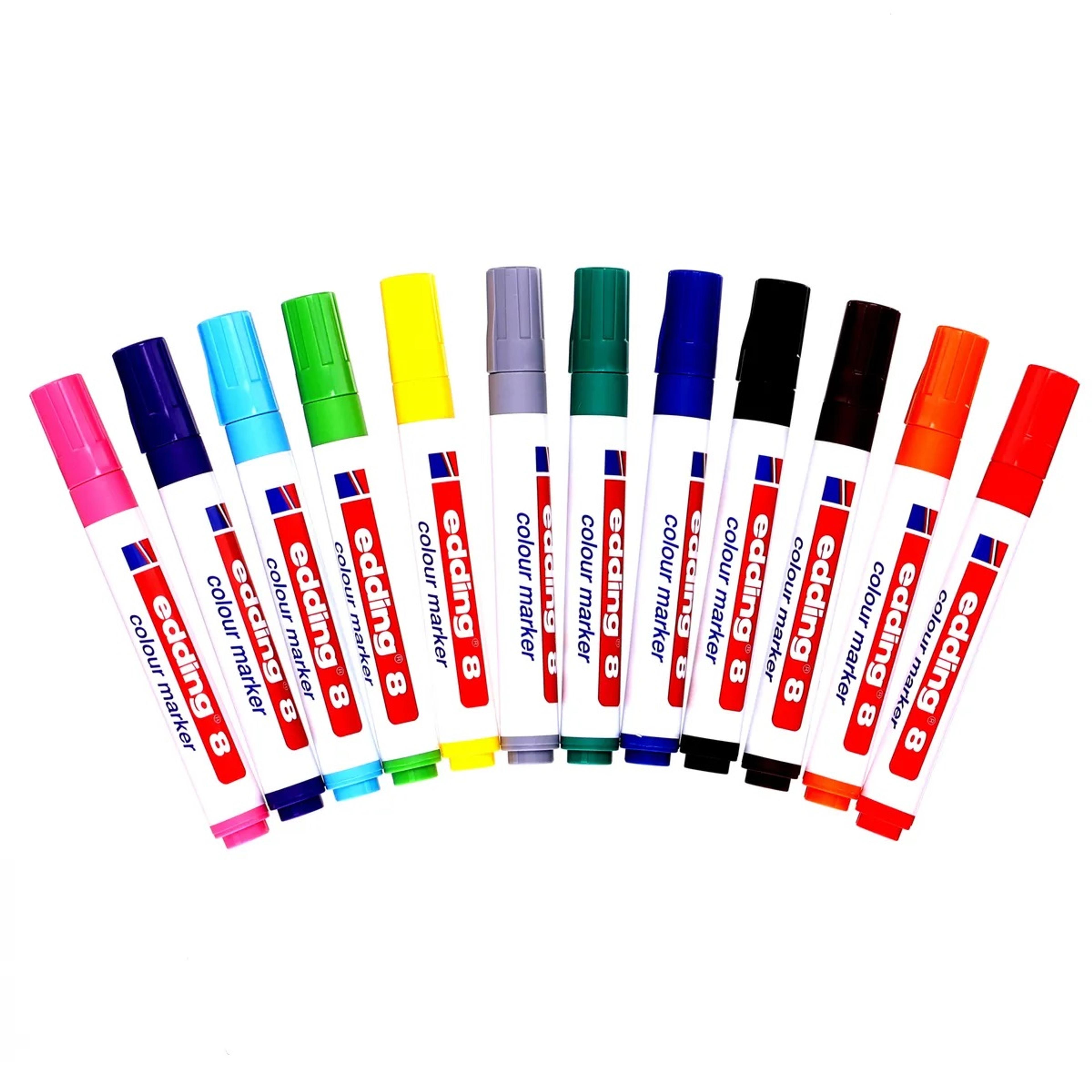 edding 8 Colour Markers - Assorted - Bullet Tip - Pack of 12