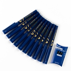 PILOT Hi-Tecpoint V7 Fineliner Pens - Blue - Pack of 10 plus 15 FREE Refills