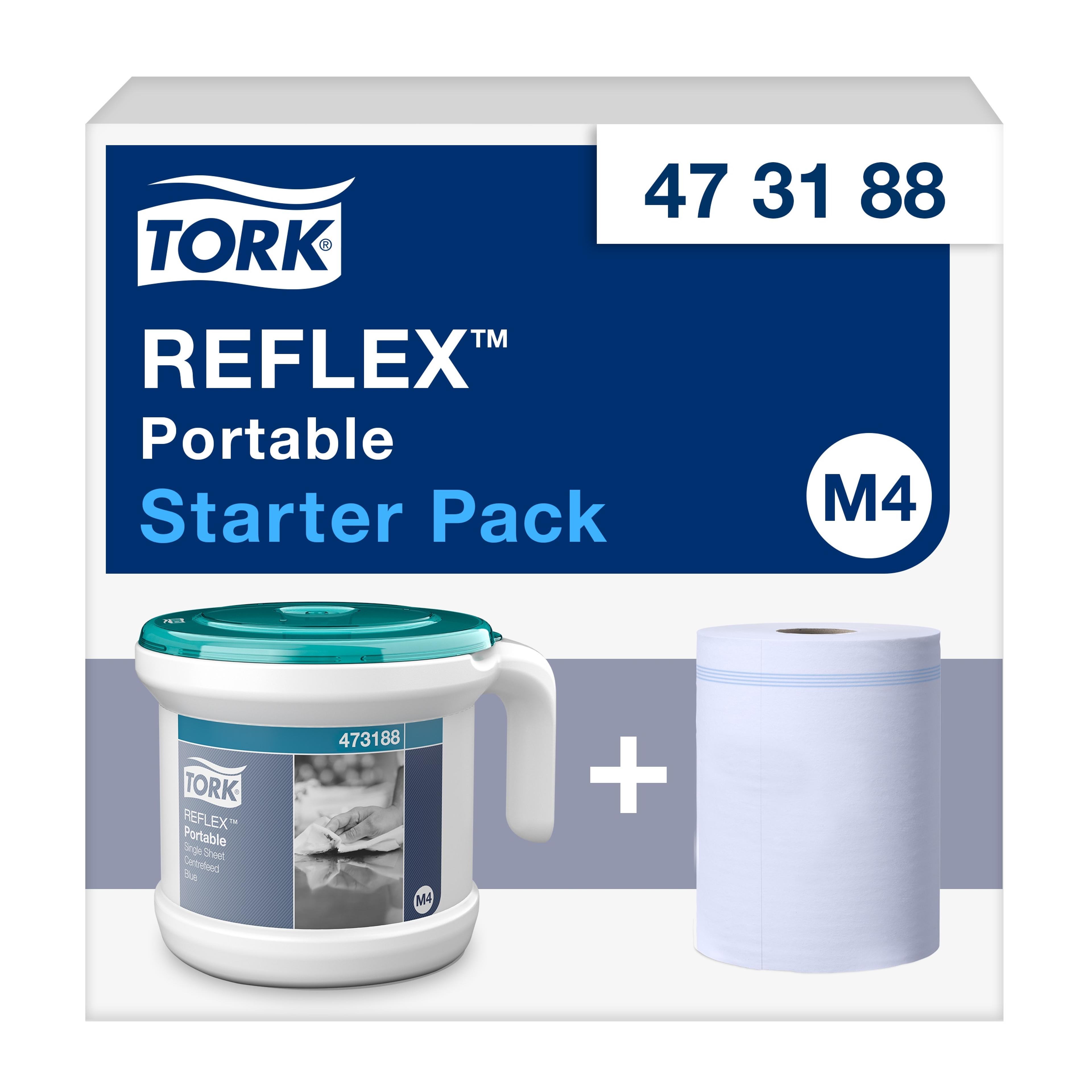 Tork Reflex™ Centrefeed Paper Towel and Dispenser - White and Turquoise M4