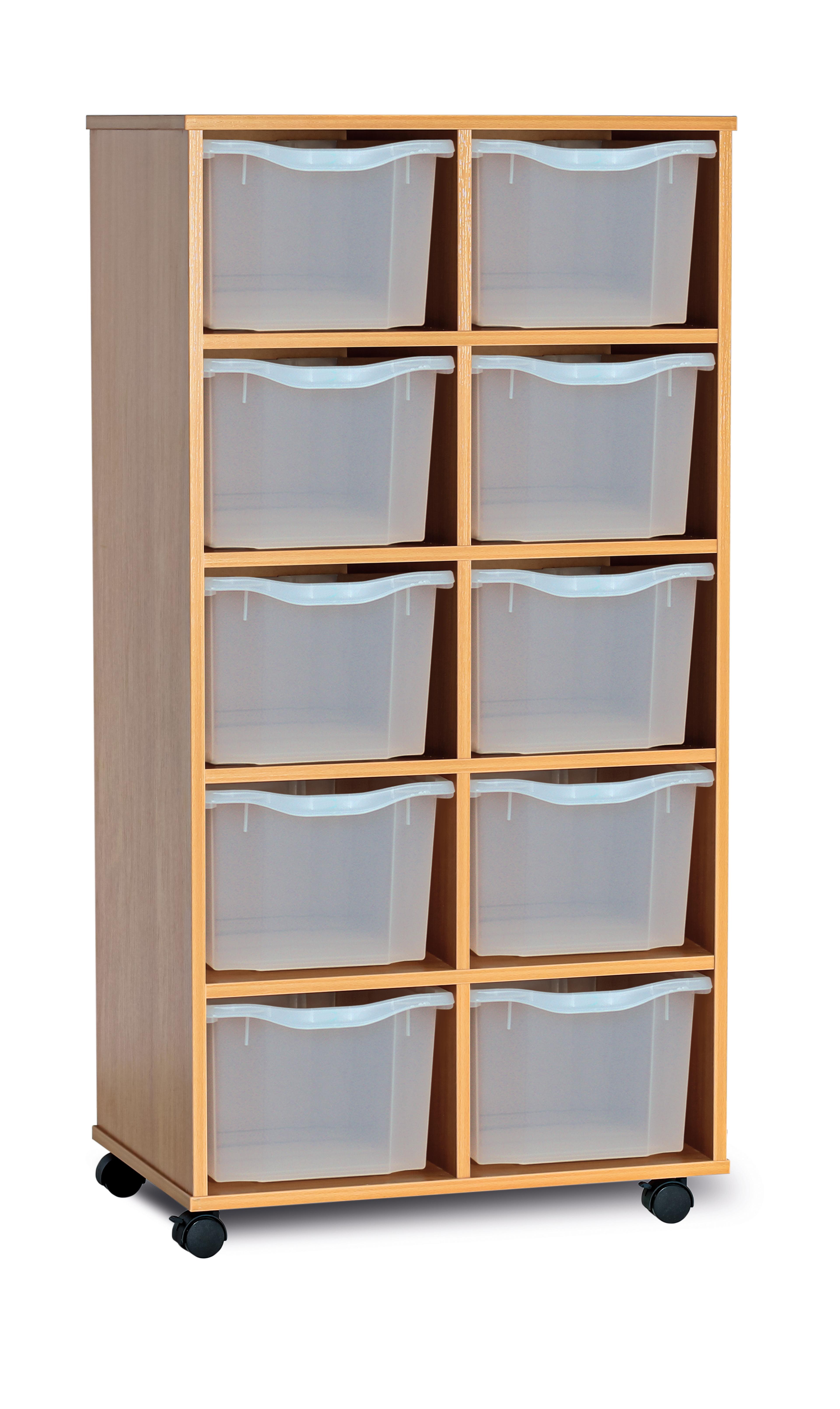 GALT Mobile Storage Unit with 10 Extra Deep Trays - Wood/Clear
