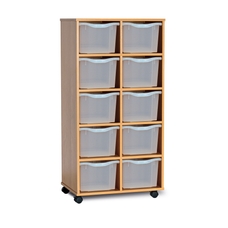 GALT Mobile Storage Unit with 10 Extra Deep Trays - Wood/Clear