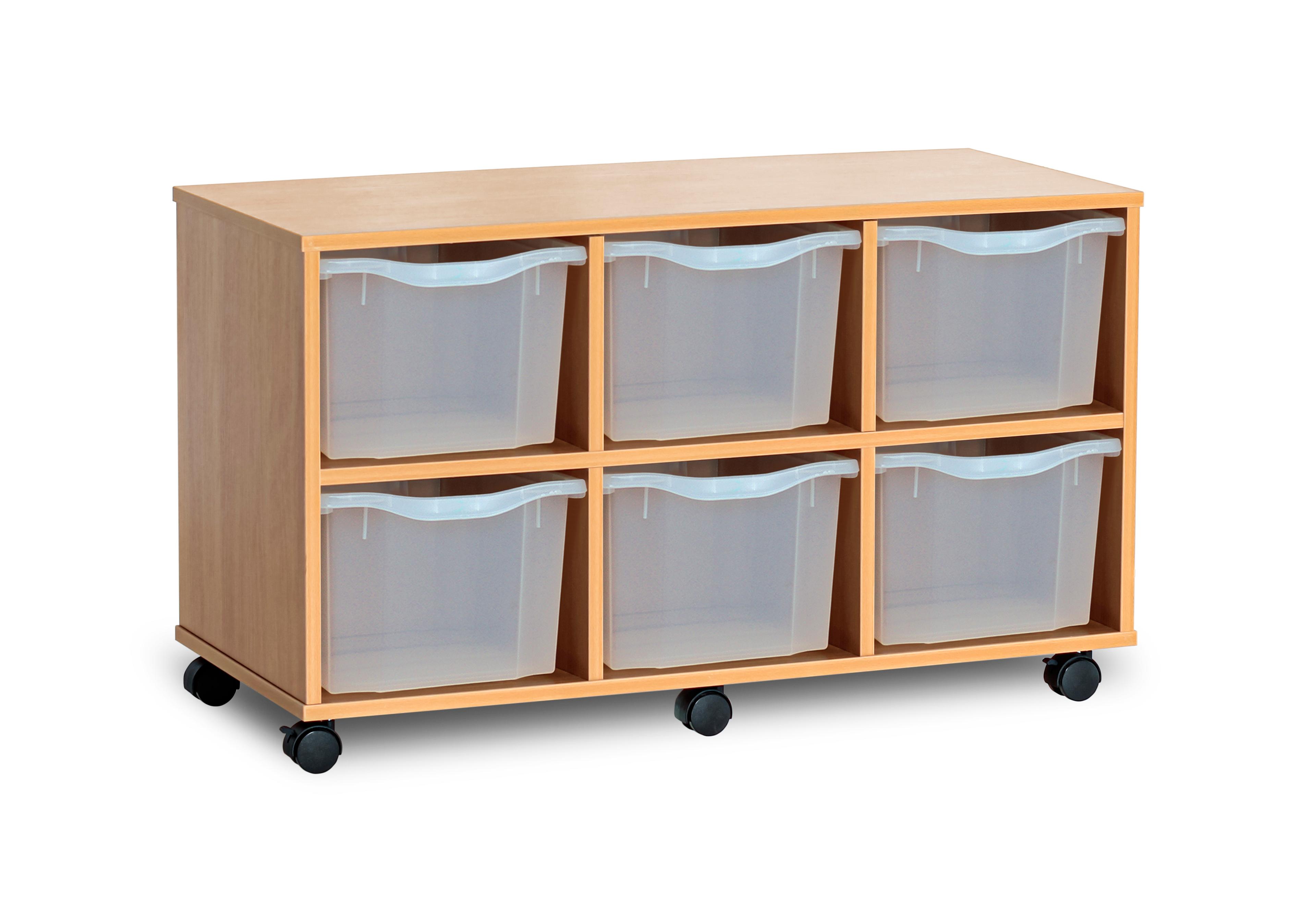 GALT Mobile Triple Storage Unit with 6 Trays - Wood/Clear