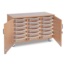 GALT 18 Shallow Tray Storage Unit With Doors - Maple/Clear