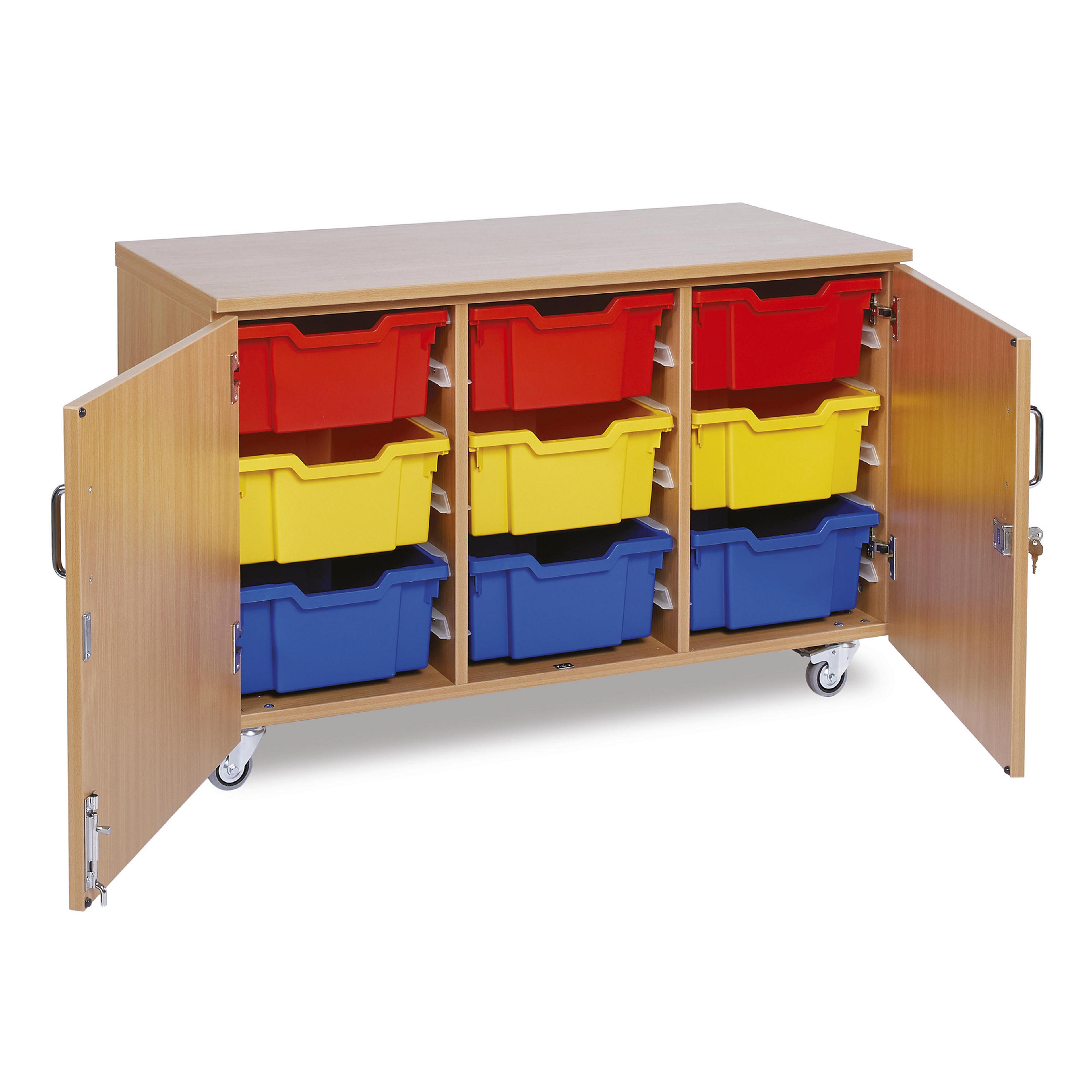 GALT 9 Deep Tray Storage Unit - Wood/Multi