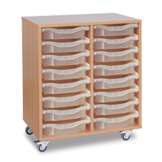 GALT Mobile Storage Unit with 16 Shallow Trays - Wood/Clear