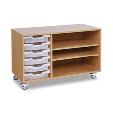 GALT 6 Shallow Tray & Paper Storage Unit Without Doors - Beech/Clear