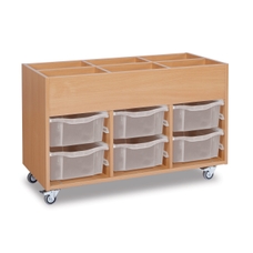 GALT Mobile Kinderbox Storage Unit with 6 Deep Trays - Wood/Clear