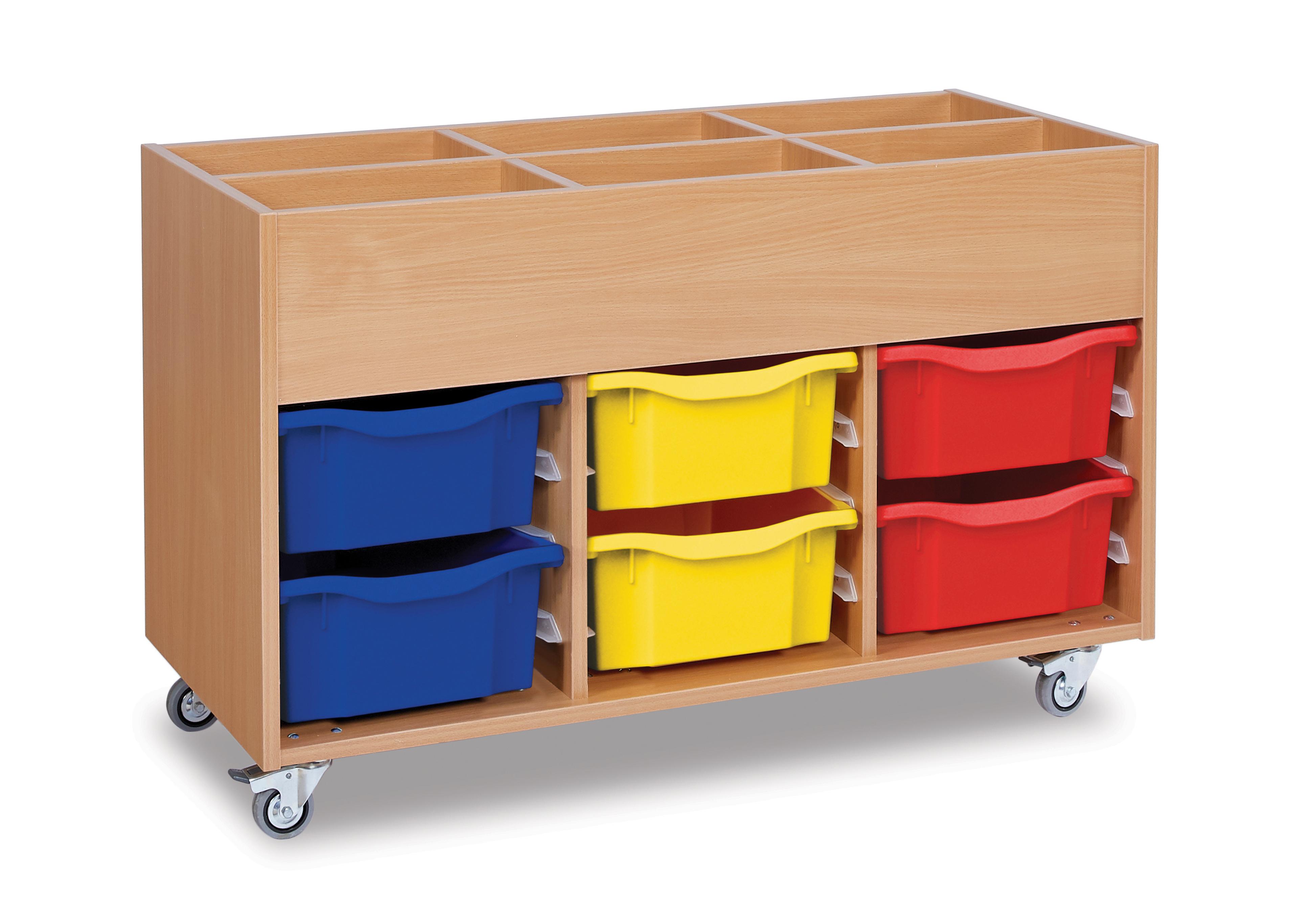 GALT Mobile Kinderbox Storage Unit with 6 Deep Trays - Wood/Multi